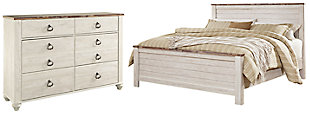 Willowton California King Panel Bed with Dresser, Whitewash, large