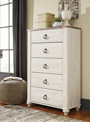 B267-46 Willowton 5 Drawer Chest of Drawers, Whitewash sku B267-46