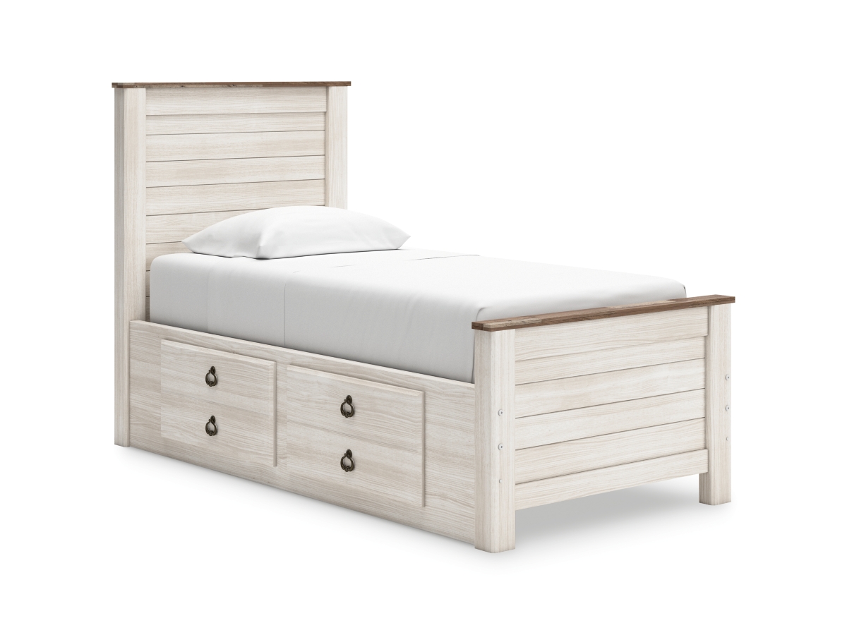 Willowton Bed with 2 Drawer Storage - Whitewash Willowton Bed with 2 Drawer Storage - Whitewash