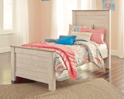 Willowton Twin Panel Bed, Whitewash, rollover