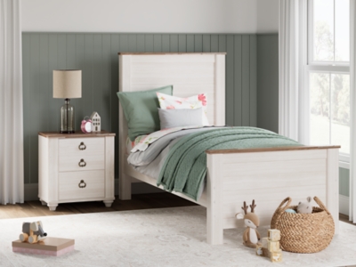 Willowton Twin Panel Bed, Whitewash, rollover