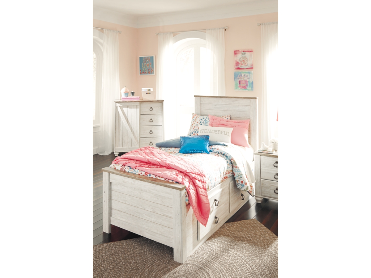 Willowton Twin Panel Bed with 2 Storage Drawers