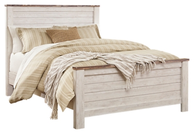 Willowton Queen Panel Bed, Whitewash, large