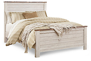 Willowton Queen Panel Bed, Whitewash, large