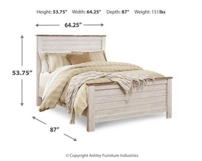 Willowton Queen Panel Bed with Mirrored Dresser, Whitewash, large