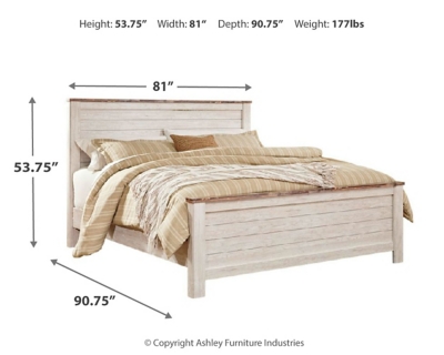 Willowton California King Panel Bed, Whitewash, large