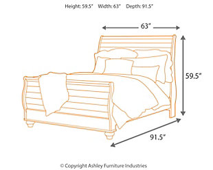 Willowton Queen Sleigh Bed, Whitewash, large