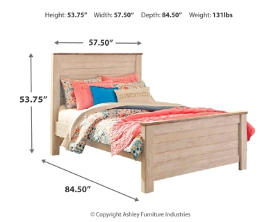 Willowton Full Panel Bed, Whitewash, large