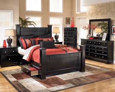 Shay Queen Poster Storage Bed Ashley Furniture  HomeStore