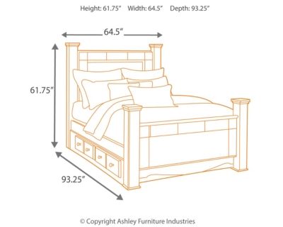 Shay Queen Poster Bed with 2 Storage Drawers, Almost Black, large