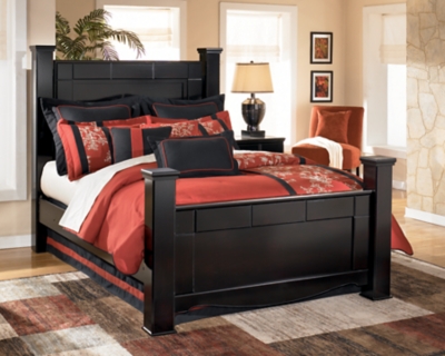 Shay Queen Poster Bed, Almost Black, large