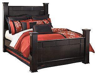 Shay Queen Poster Bed, Almost Black, large