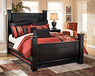 Shay Queen Poster Bed, Almost Black, rollover