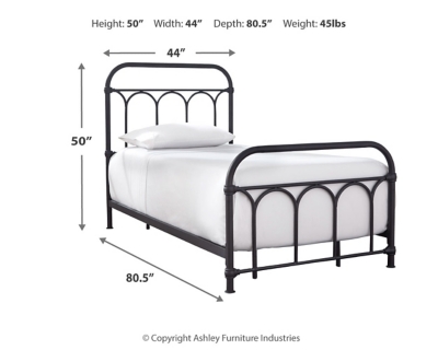 Nashburg Twin Metal Bed, Black, large