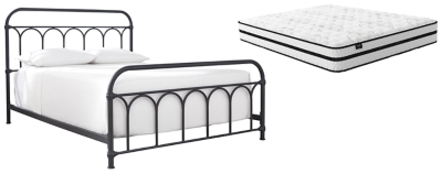 Nashburg Queen Metal Bed with Mattress, , large
