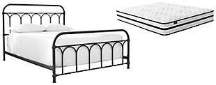 Nashburg Queen Metal Bed with Mattress, , large