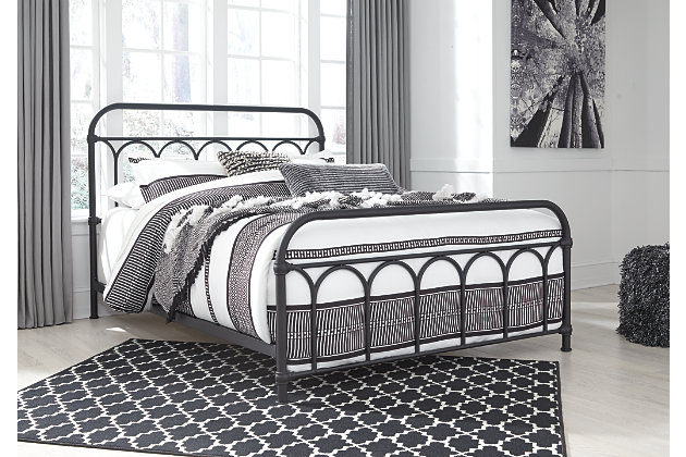 Nashburg Queen Metal Bed Ashley, Black Wrought Iron Twin Bed Frame