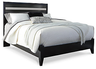 Starberry Queen Panel Bed, Black, large