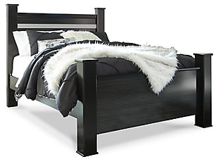 Starberry Queen Poster Bed, Black, large