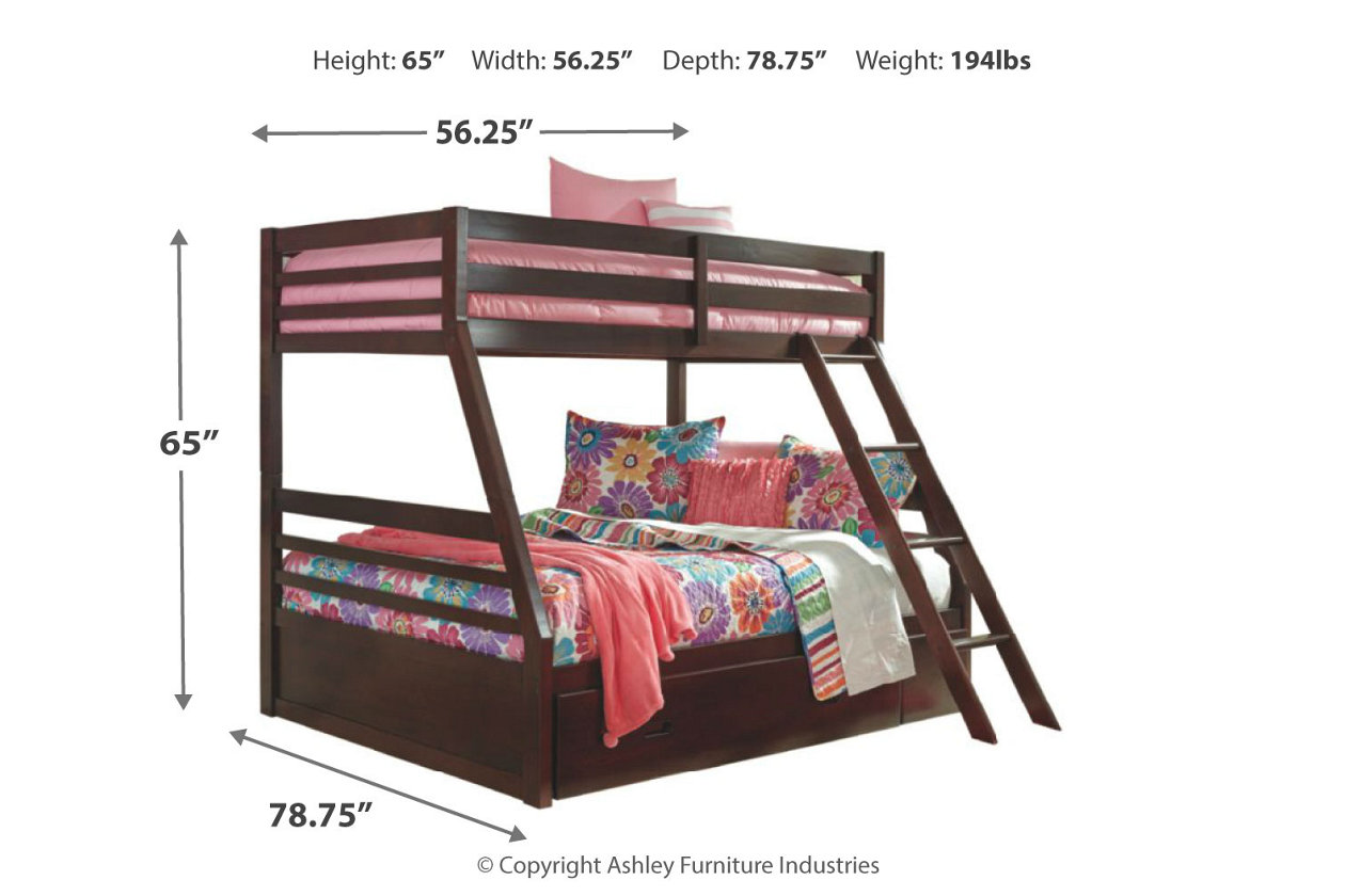 Halanton Twin Over Full Bunk Bed With 1, Twin Over Full Bunk Bed Assembly Instructions