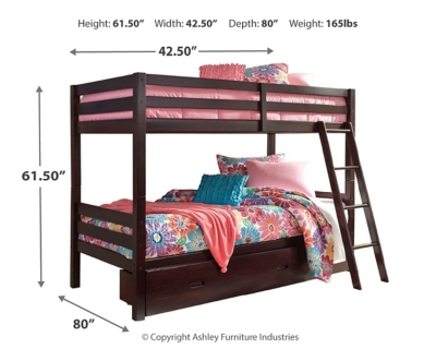 Halanton Twin over Twin Bunk Bed with 1 Large Storage Drawer, , large