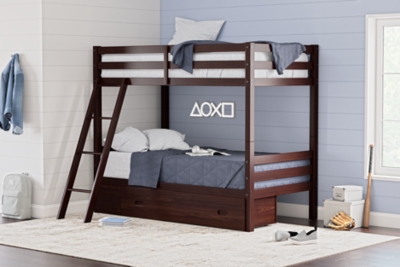 Halanton Twin over Twin Bunk Bed with 1 Large Storage Drawer, , large