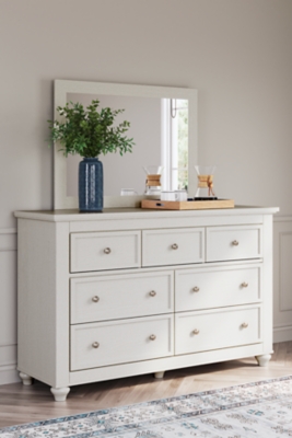 APK-B3290-DM Grantoni 7 Drawer Dresser and Mirror, White sku APK-B3290-DM