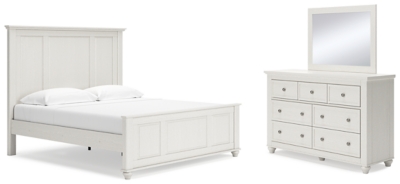 APG-B3290KPB5 Grantoni King Panel Bed with Mirrored Dresser, Whi sku APG-B3290KPB5