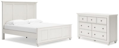 APG-B3290KPB4 Grantoni King Panel Bed with Dresser, White sku APG-B3290KPB4