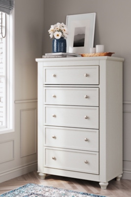 B3290-245 Grantoni 5 Drawer Chest of Drawers, White sku B3290-245