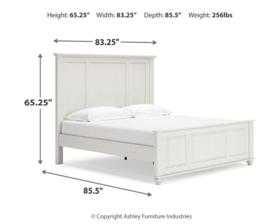 Grantoni King Panel Bed, White, large