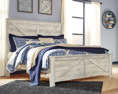 Bellaby King Crossbuck Panel Bed, Whitewash, large