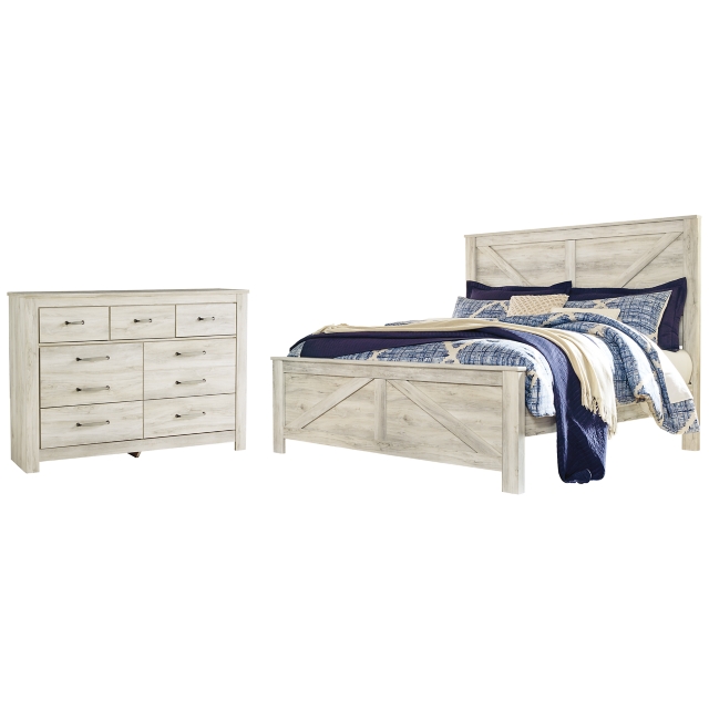 Bellaby King Crossbuck Panel Bed with Dresser
