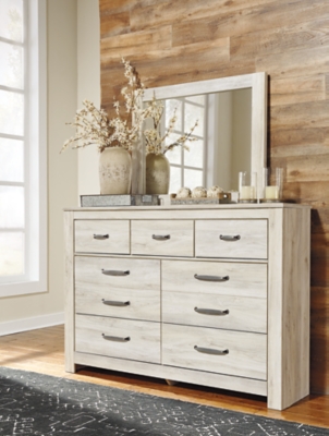 APK-B331-DM Bellaby 7 Drawer Dresser and Mirror, Whitewash sku APK-B331-DM