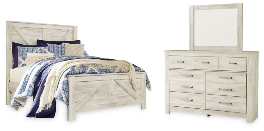 Cama con paneles Bellaby Queen Crossbuck, tocador y espejo - image 1