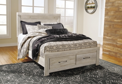 Bellaby Queen Platform Bed with 2 Storage Drawers, Whitewash, large