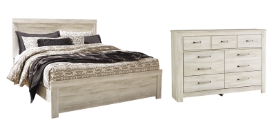 APG-B331-KPD Bellaby King Panel Bed with Dresser, Whitewash sku APG-B331-KPD