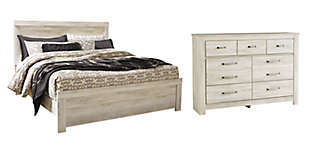 Bellaby King Panel Bed with Dresser, Whitewash, large