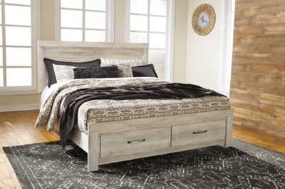 Bellaby King Platform Bed with 2 Storage Drawers, Whitewash