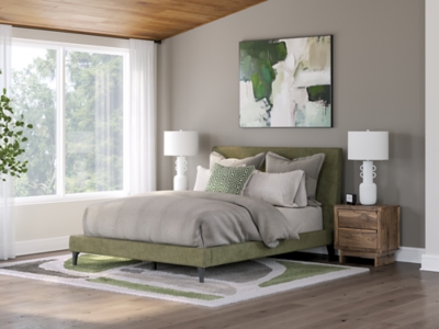 Zadilyn Queen Upholstered Bed with Roll Slats, Sage Green, rollover