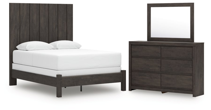 Cama con cabecero Parlayon Queen, cómoda y espejo - image 1