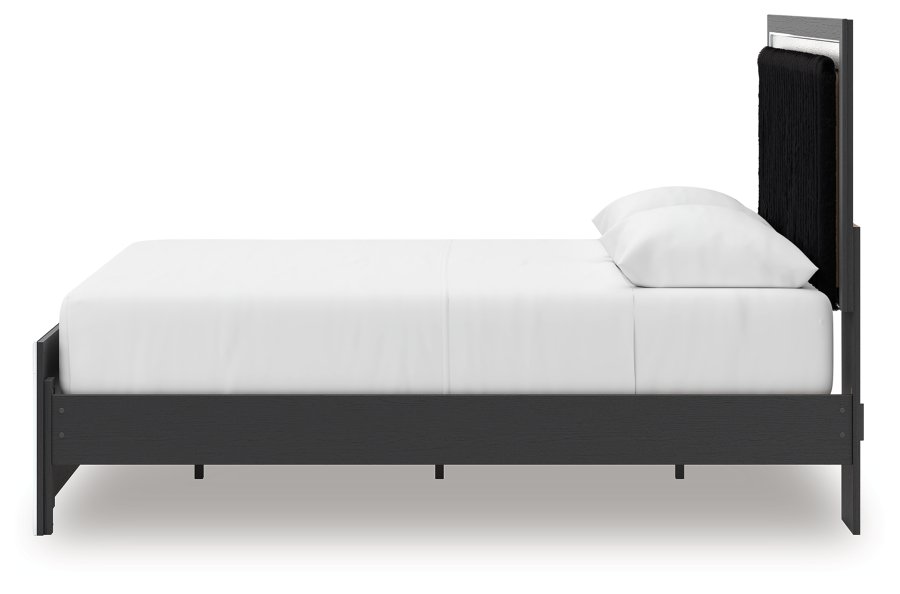Cama con plataforma y panel tapizado Queen Birmonton, tocador y espejo - image 13