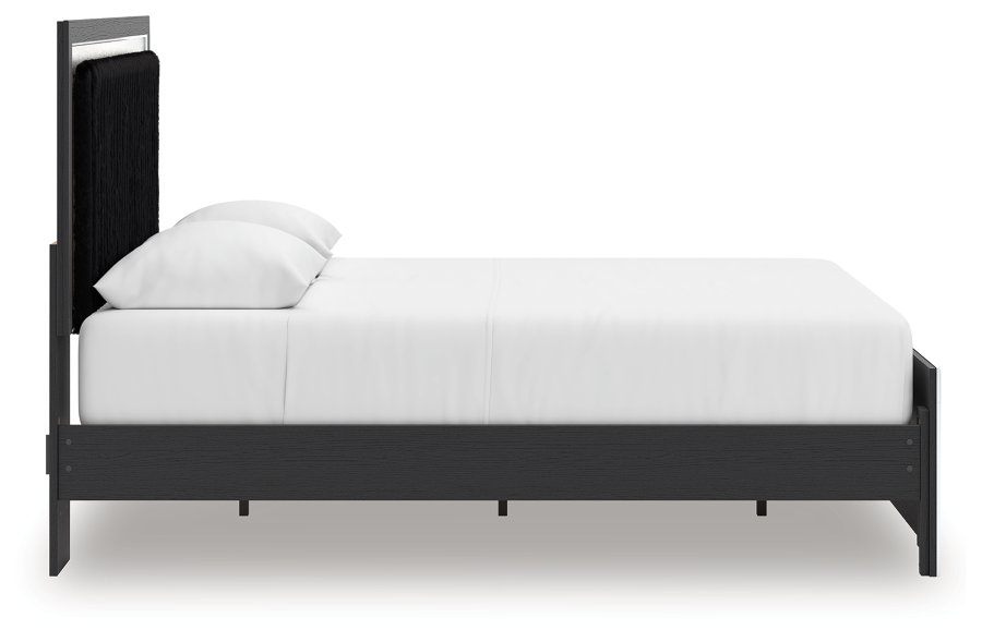 Cama con plataforma y panel tapizado Queen Birmonton, tocador y espejo - image 11