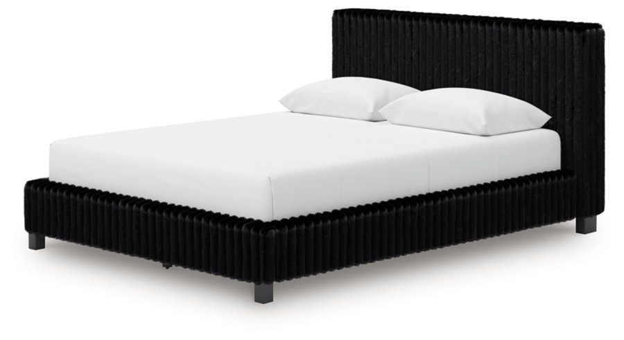 Cama tapizada tamaño Queen Birmonton, tocador y espejo - image 14