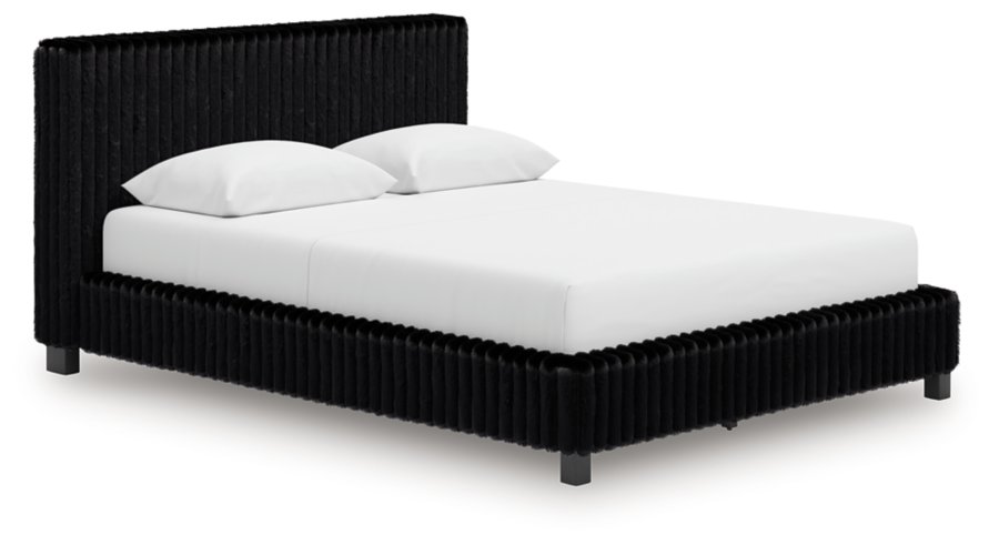 Cama tapizada tamaño Queen Birmonton, tocador y espejo - image 10