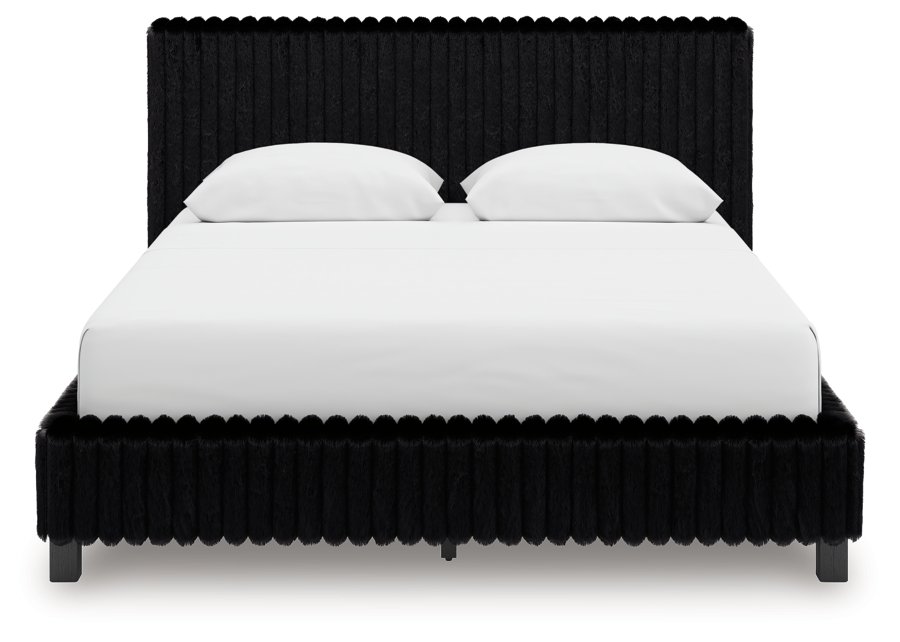 Cama tapizada tamaño Queen Birmonton, tocador y espejo - image 9