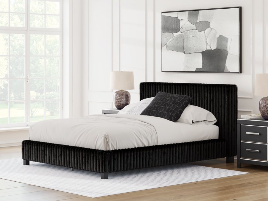 Cama tapizada tamaño Queen Birmonton, tocador y espejo - image 16