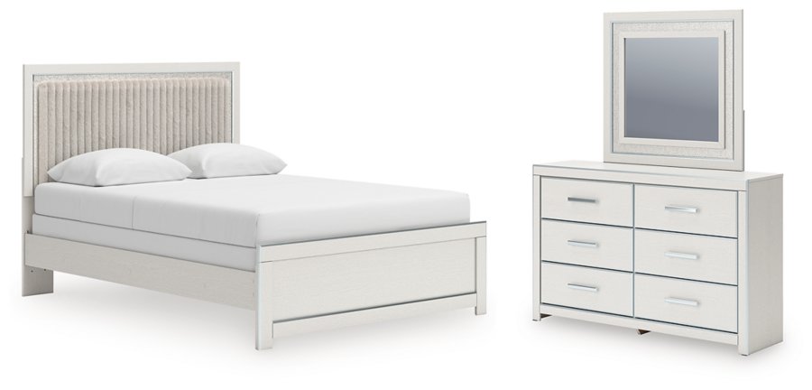 Birmonton Queen Upholstered Panel Bed, Dresser and Mirror - image 1