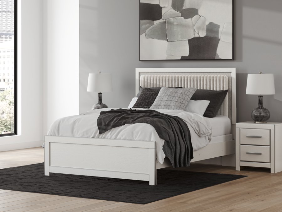 Birmonton Queen Upholstered Panel Bed, Dresser and Mirror - image 16