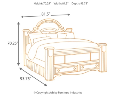 gabriela king poster bed with storage | ashley furniture